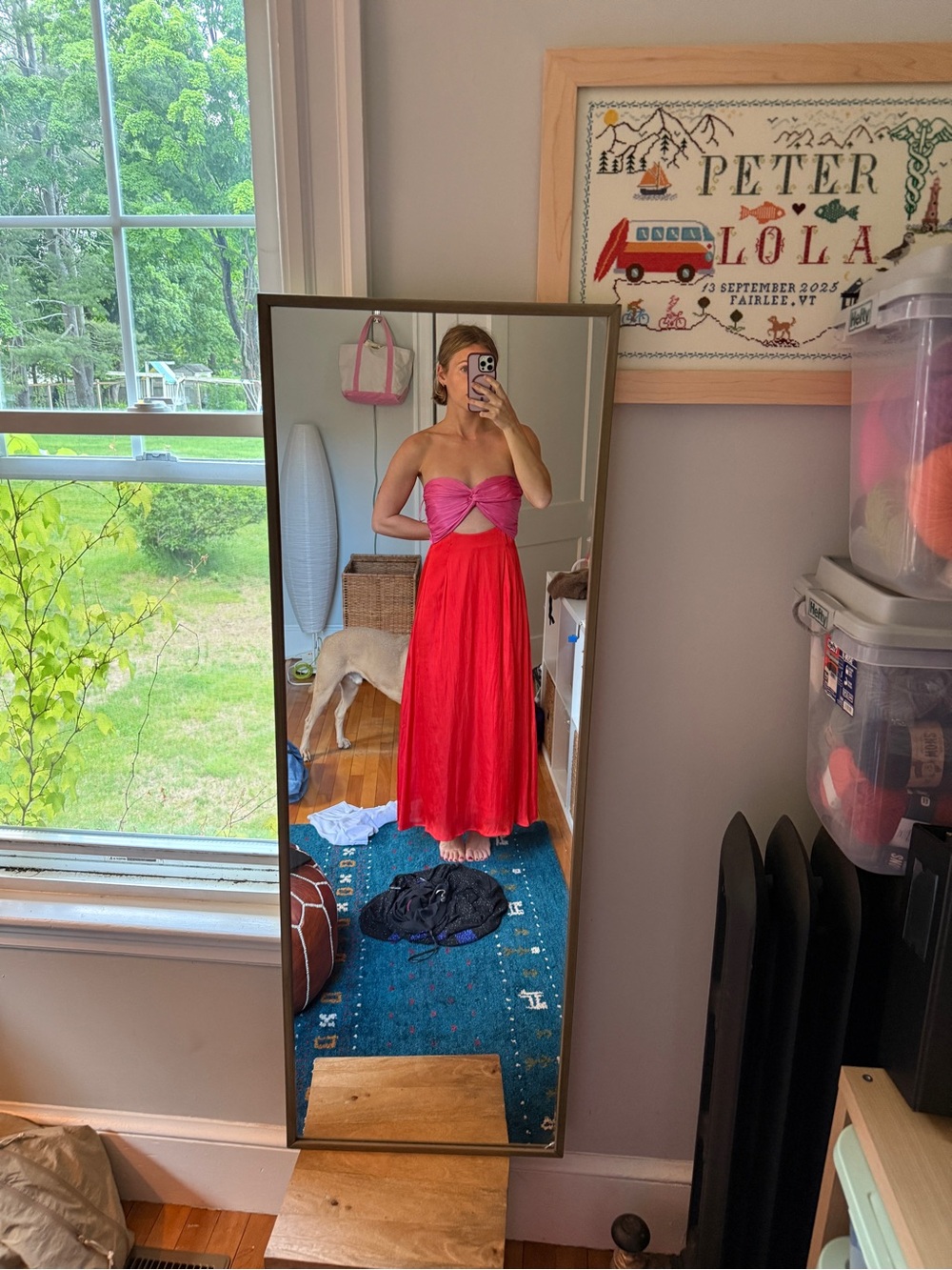 MABLE Pink and Red Dress